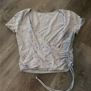 Light Blue Floral Hollister Crop Top